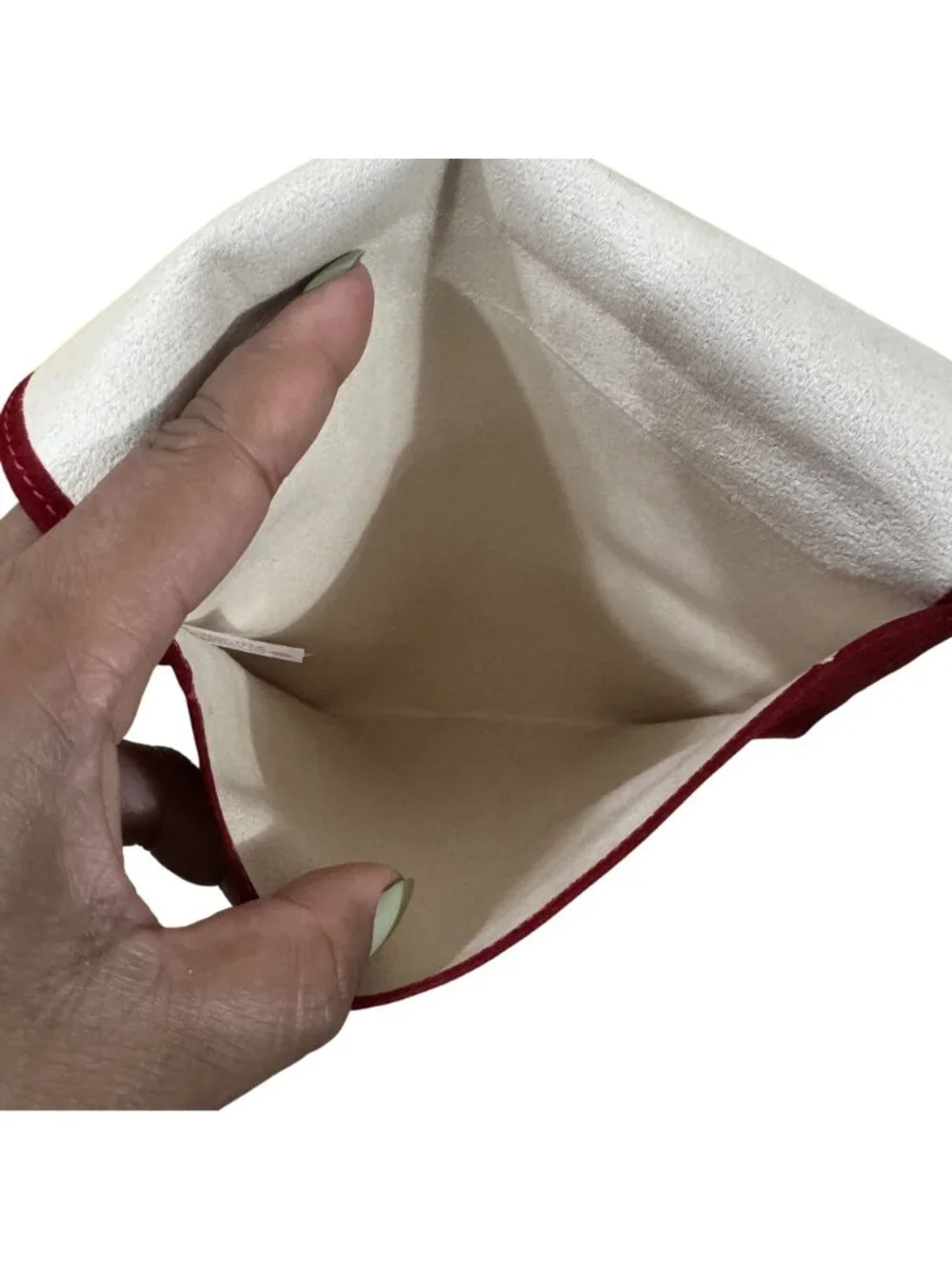 Cartier Red Suede Snap Closure Jewelry Travel Pouch Case Made In Spain